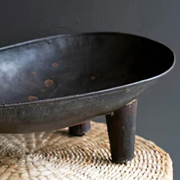 Distressed Oval Iron Bowls, Set of Two