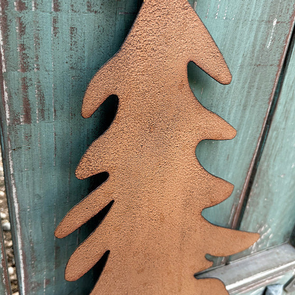 Rustic Distressed Metal Outdoor Trees with Yard Stakes, Set of 3