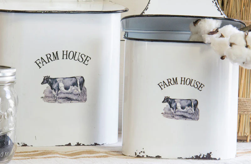 Farmhouse Enamel Wall Containers  Set of 2