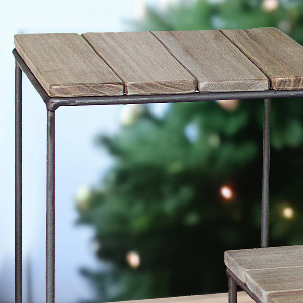 Utilitarian Wood and Metal Display Risers, Set of 3