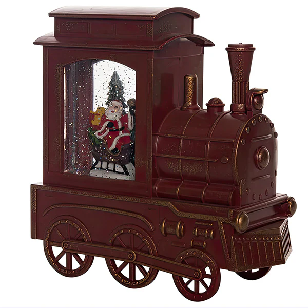 Rustic Dark Red Train Snow Globe