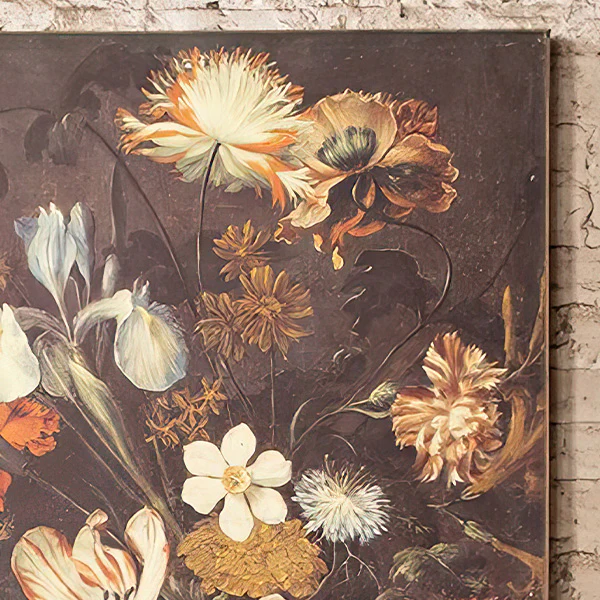 Wood Framed Floral Print Wall Decor