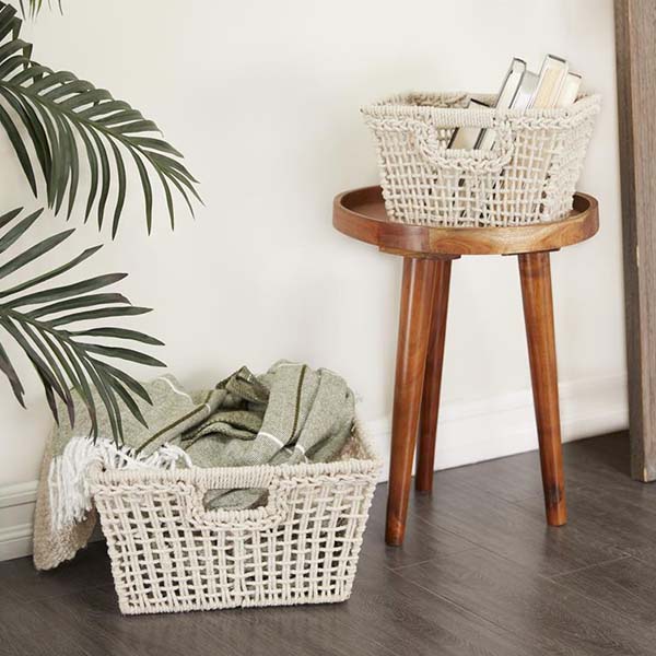 Woven Cotton Storage Baskets, Set of 2