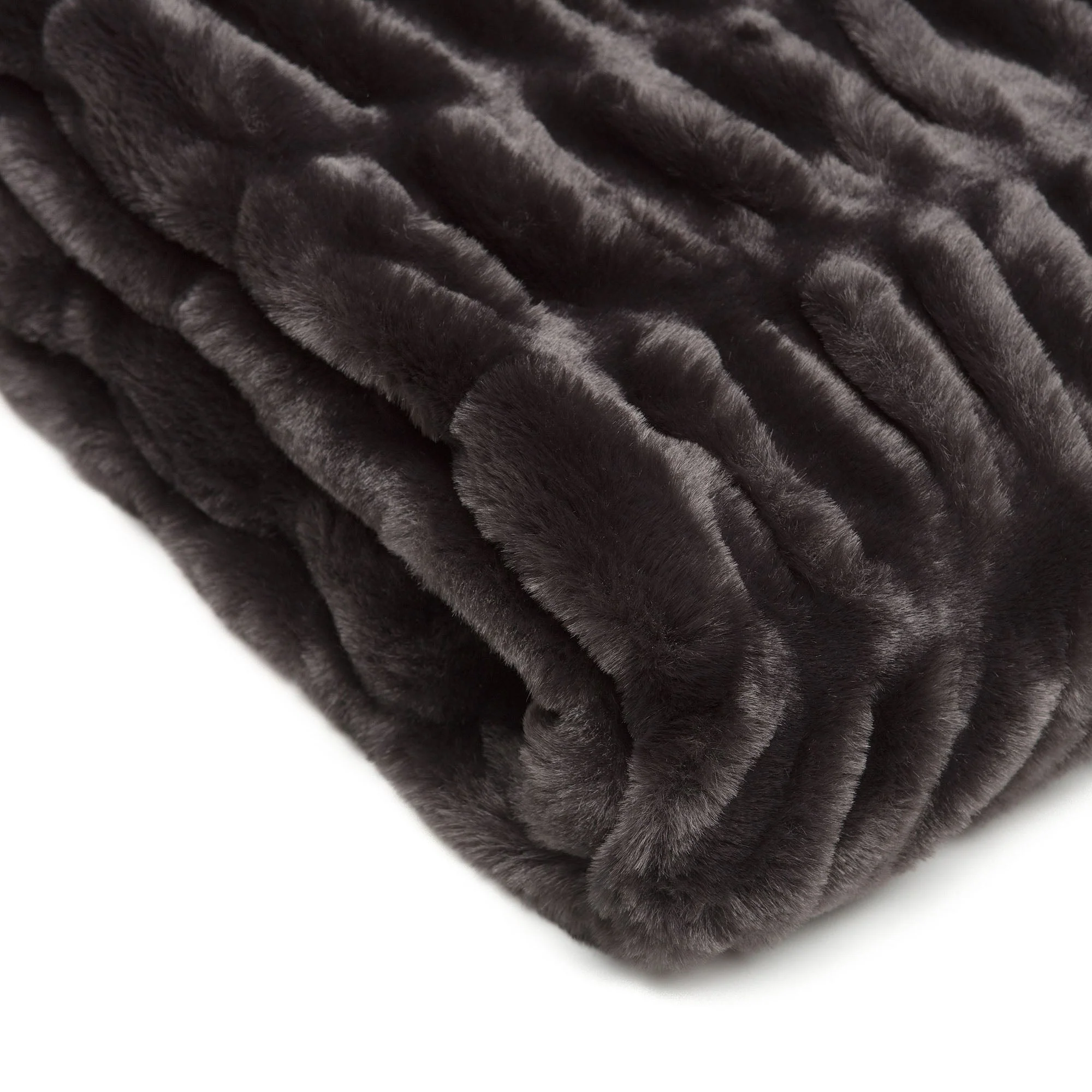 Ruched Faux Fur Throw Blanket