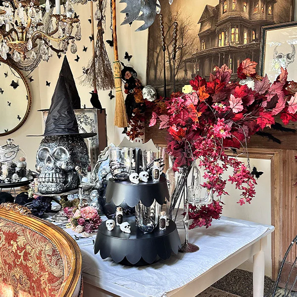 Two Tier Bat Black Metal Display Stand