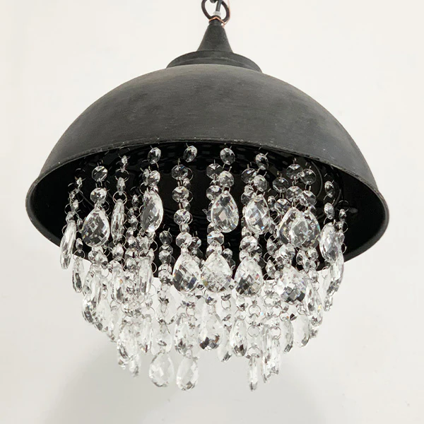 Metal Round Chandelier with Glass Crystals
