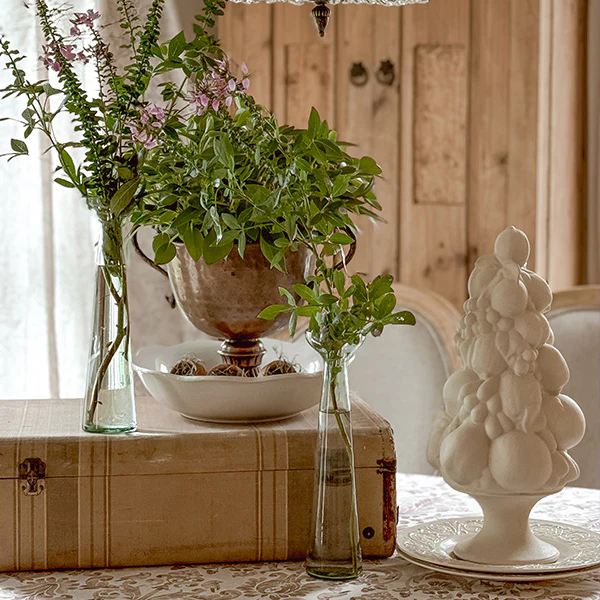 Recycled Glass Trumpet Vases,  Set of 2