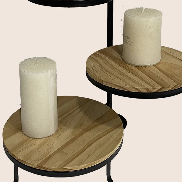 Wood and Metal Tiered Swivel Tray