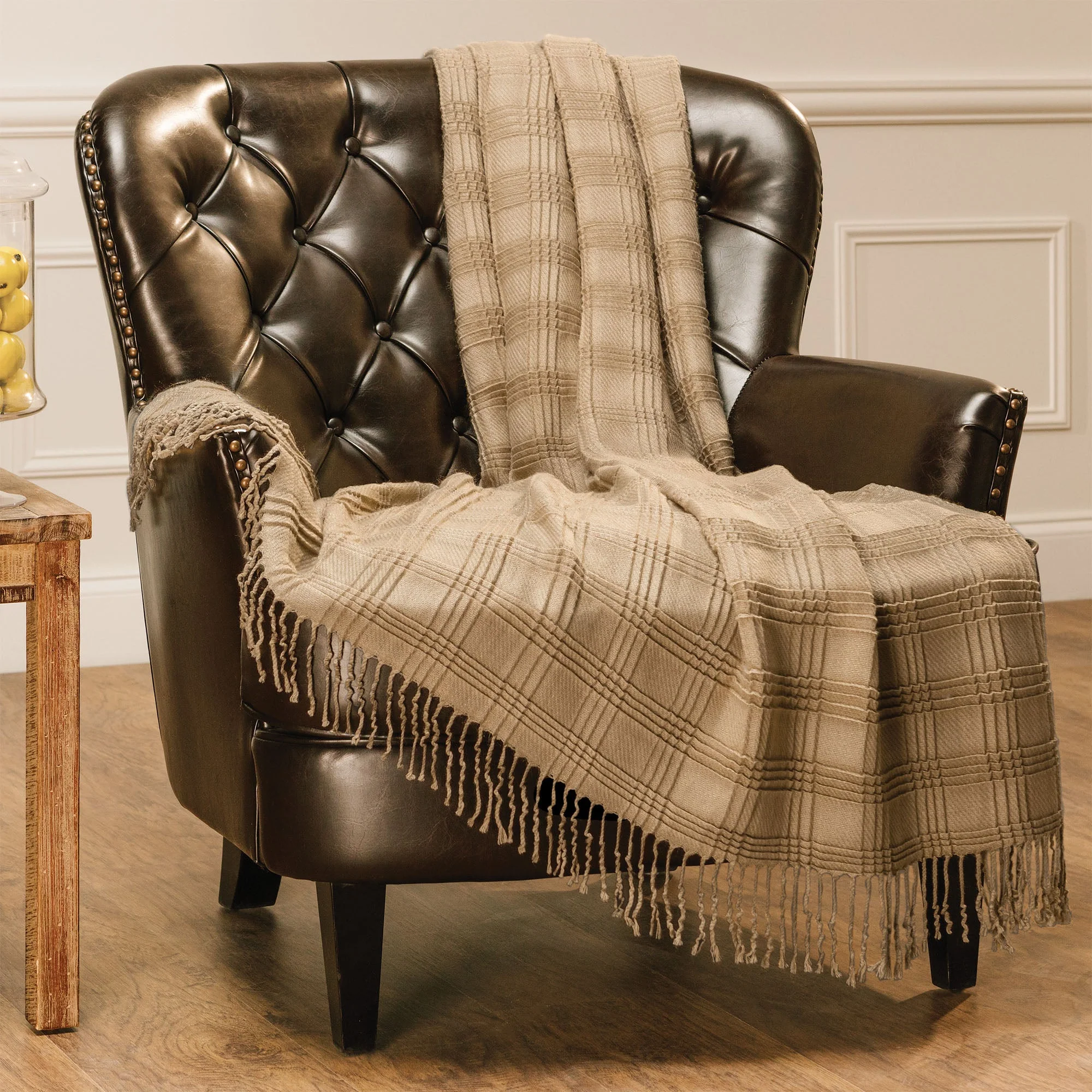 Pleated Plaid Throw Blanket