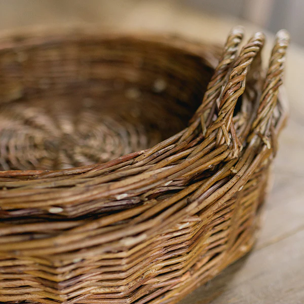 Round Willow Storage Baskets, Set of Three