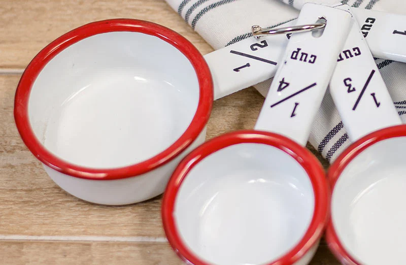 Red Rim Enamel Measuring Cup Set