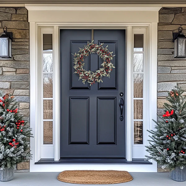 22 Inch Red Berry & Lambs Ear Wreath