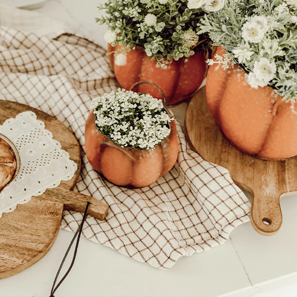 Metal Pumpkin Containers, Set of Three