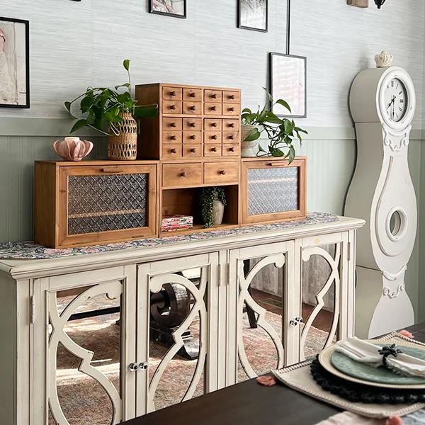 Rustic Wooden Tabletop Storage Cabinet