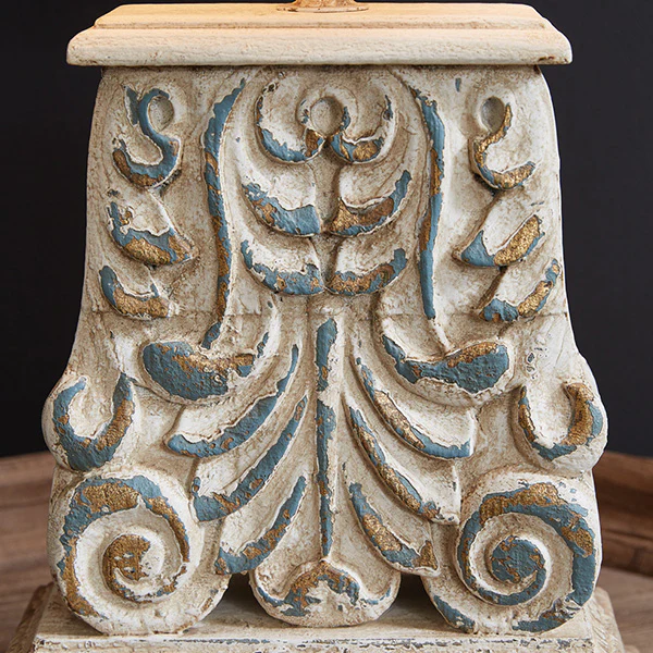 Ornate Table Lamp with Distressed Metal Shade