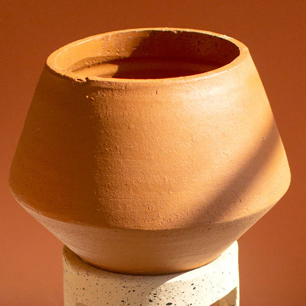 Clay Pot Planters with Speckled Stands, Set of 3