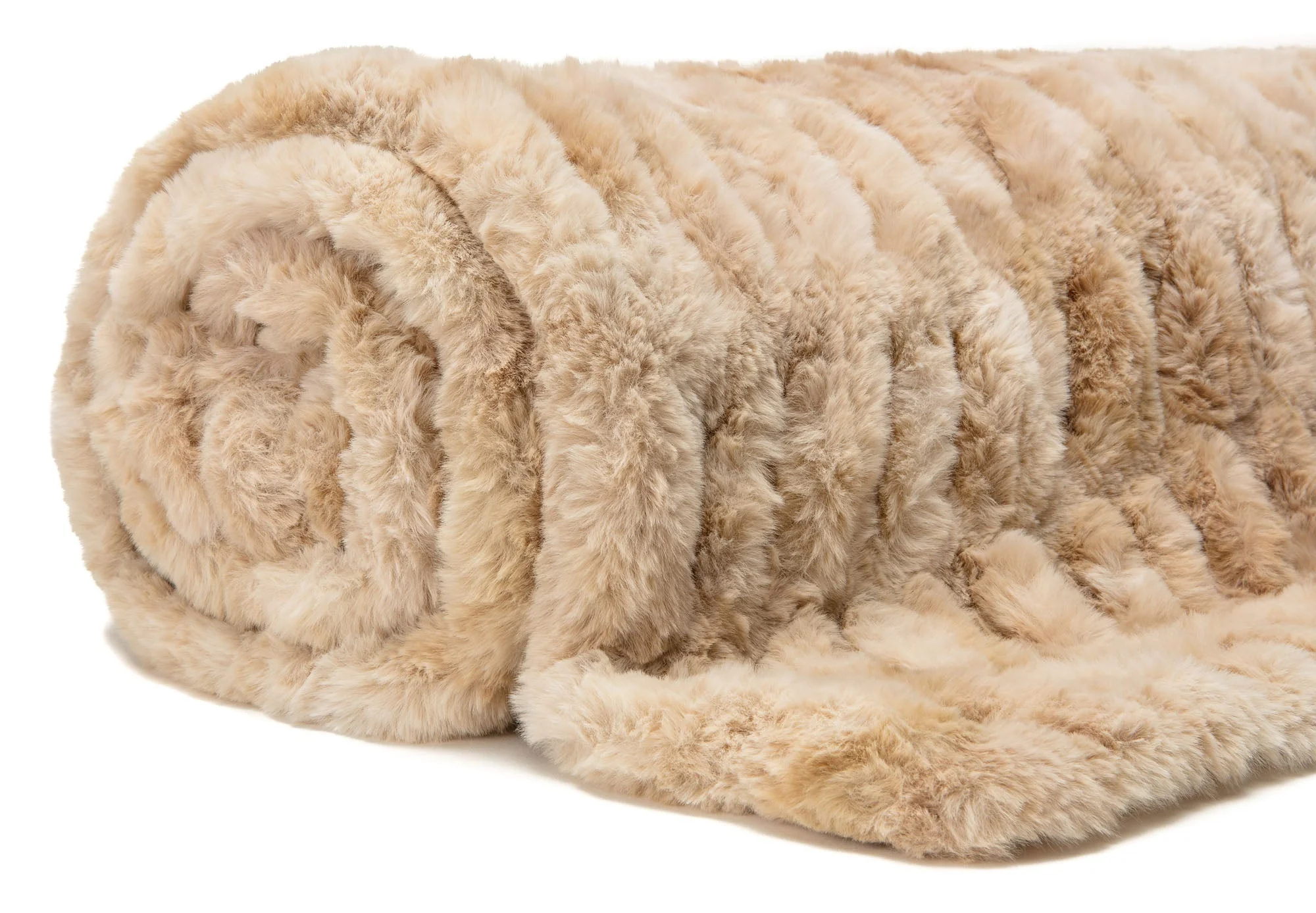 Ruched Faux Fur Throw Blanket