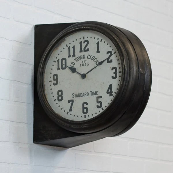 Double-Sided Old Town Wall Clock