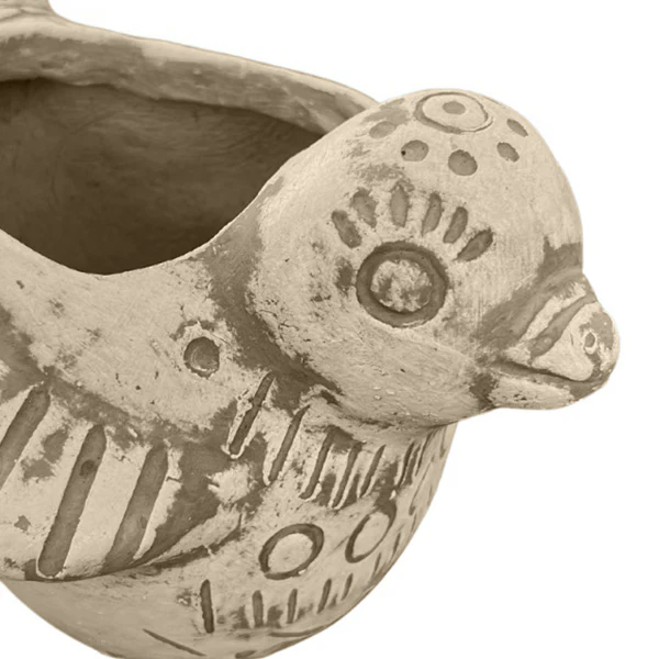 Handmade Sculpted Bird Clay Planters, Set of 2