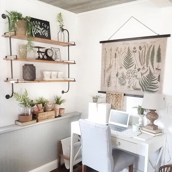 Industrial Three-Tiered Open Shelving System