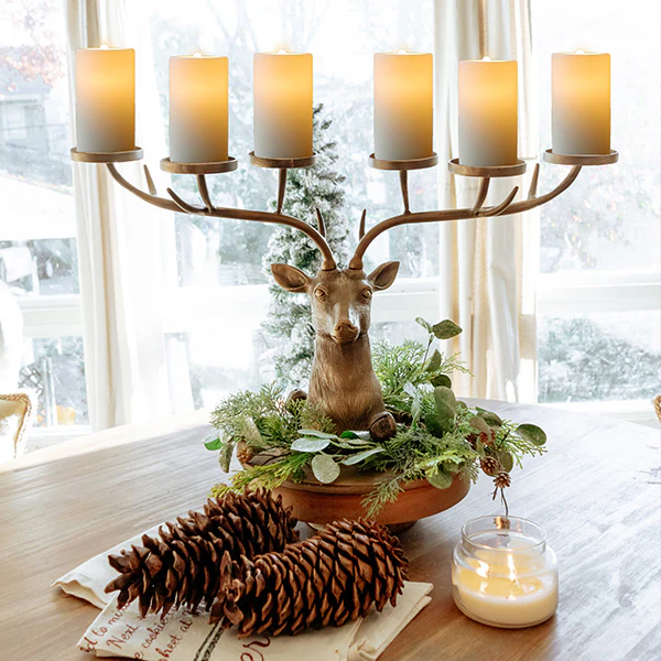 Golden Regal Reindeer Candle Holder