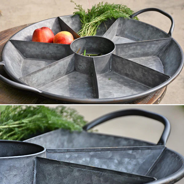 Round Divided Metal Tray