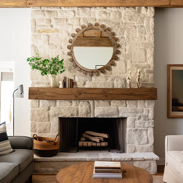 Beaded Edge Wooden Mirror