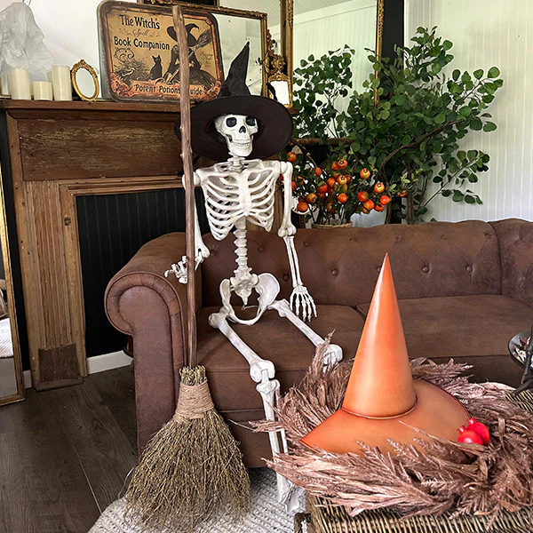 Rustic Bamboo Lit Broom with Timer