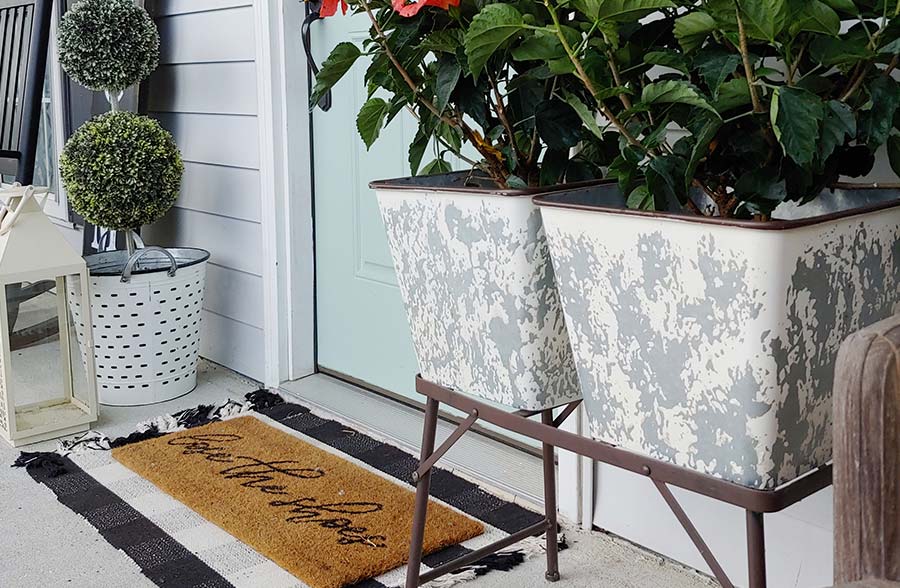 Galvanized Double Planters With Stand