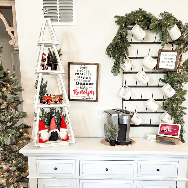 HUGE 50 Inch Distressed Wood Tree Shelf