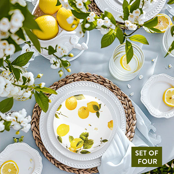 Fruity Fun Lemon Appetizer Plates, Set of 4