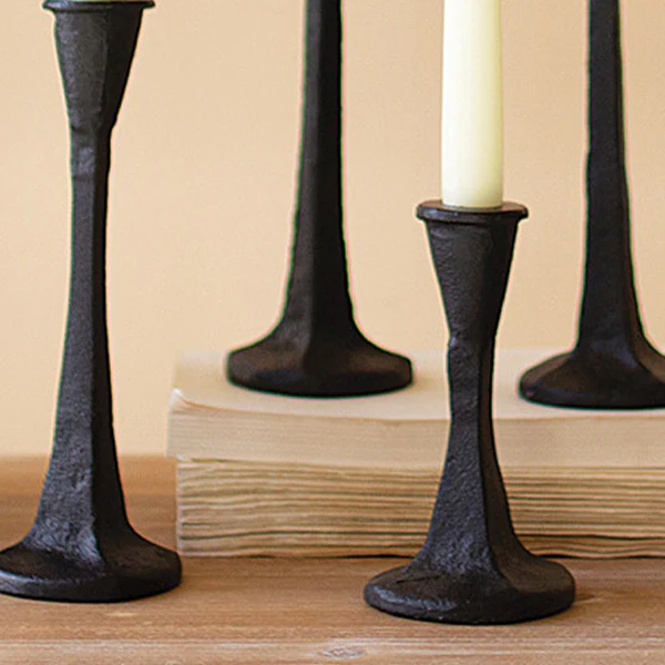 Cast Iron Taper Candle Holders, Set of 4