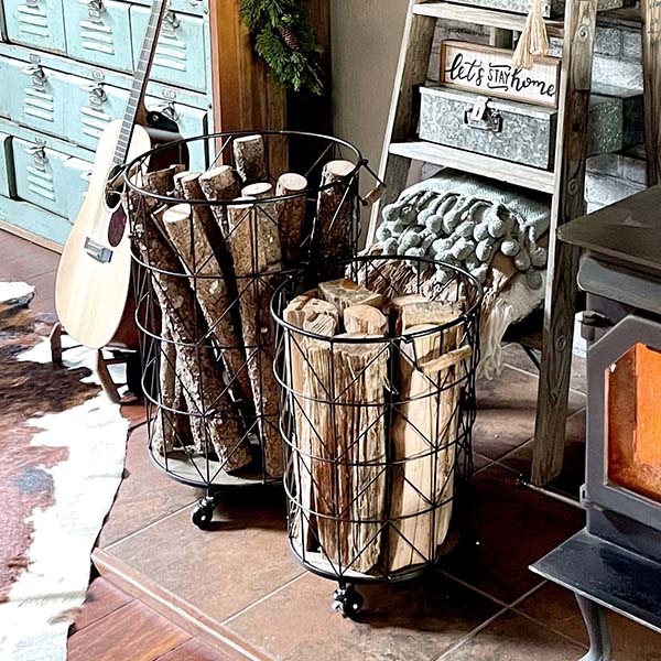 OVERSIZED Geometric Metal Rolling Baskets, Set of 2 | DES Exclusive