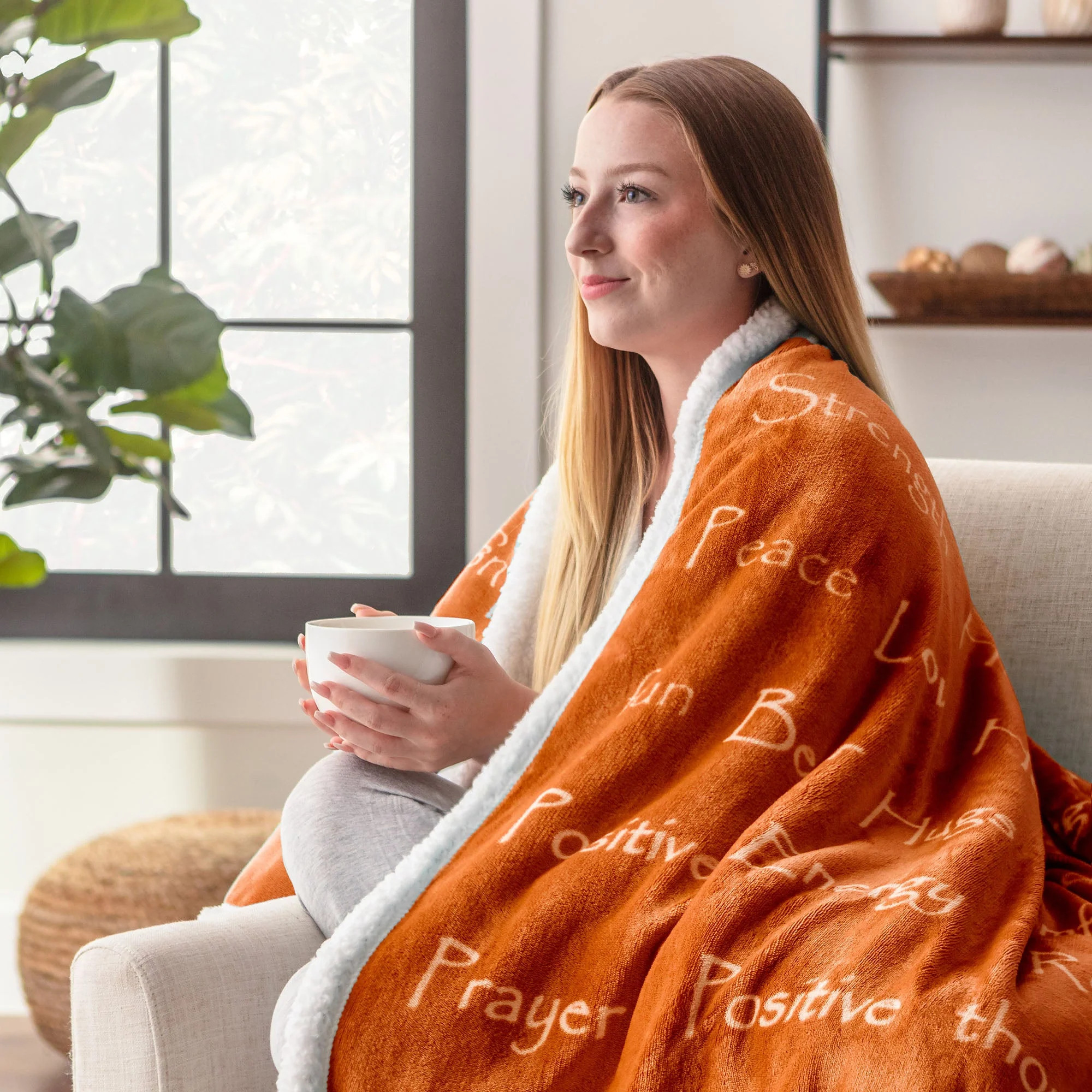 Gift Faux Fur Comfort Words Throw Blanket