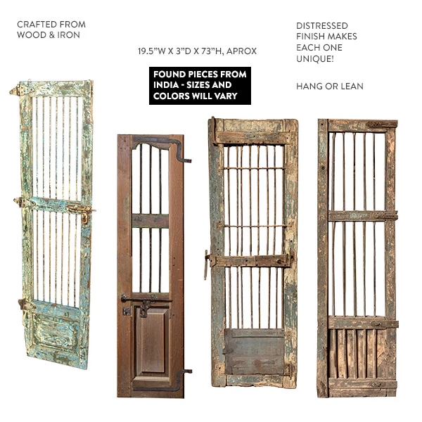 FOUND Antique French Door with Iron Inlay