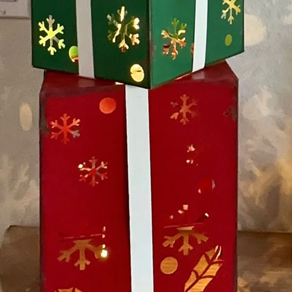 LED Light Up Stacked Metal Presents