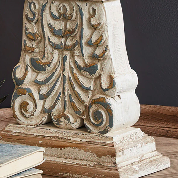Ornate Table Lamp with Distressed Metal Shade