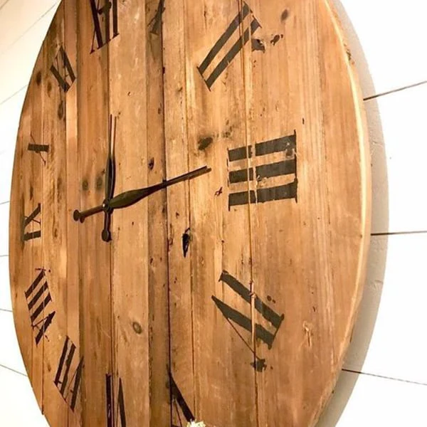 MASSIVE Repurposed Electric Reel Wooden Spool Wall Clock
