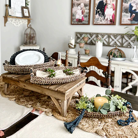 Seagrass Basket Trays with Handles, Set of 3