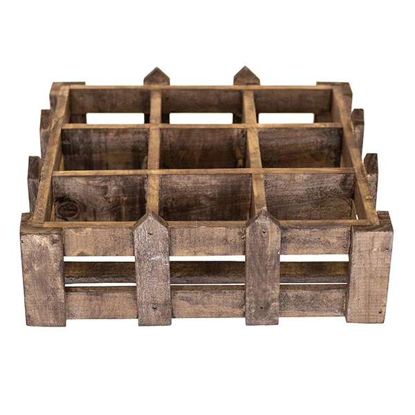 Wooden Fence Crate with Cubbies, Choose Your Size