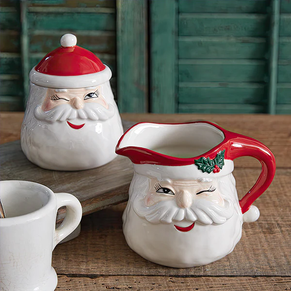 Winking Santa Cream and Sugar, Set of 2