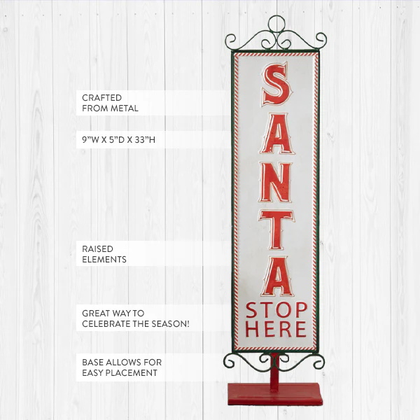 Santa Stop Here Vintage Christmas Sign