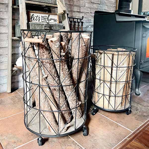 OVERSIZED Geometric Metal Rolling Baskets, Set of 2 | DES Exclusive