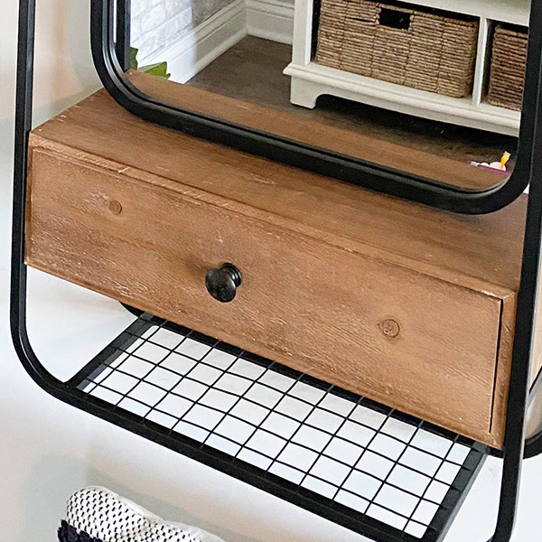 3-in-1 Industrial Wall Mirror with Storage