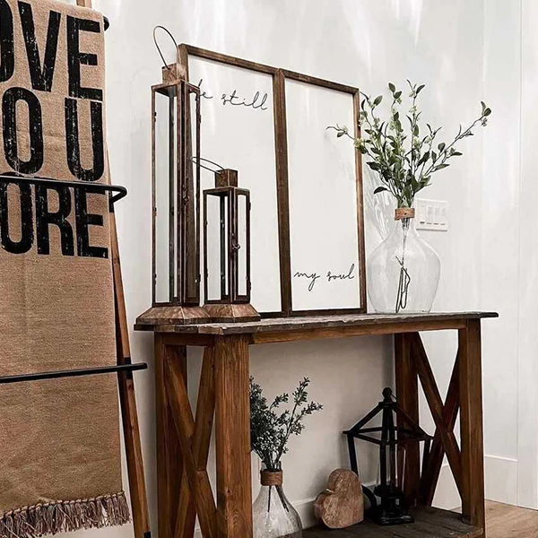 Oversized Elongated Rustic Lanterns, Set of 2