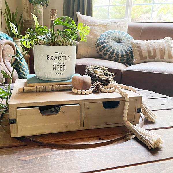 Rustic Wooden Storage Riser with Drawers