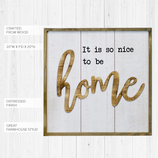 It's So Nice to Be Home Wooden Sign