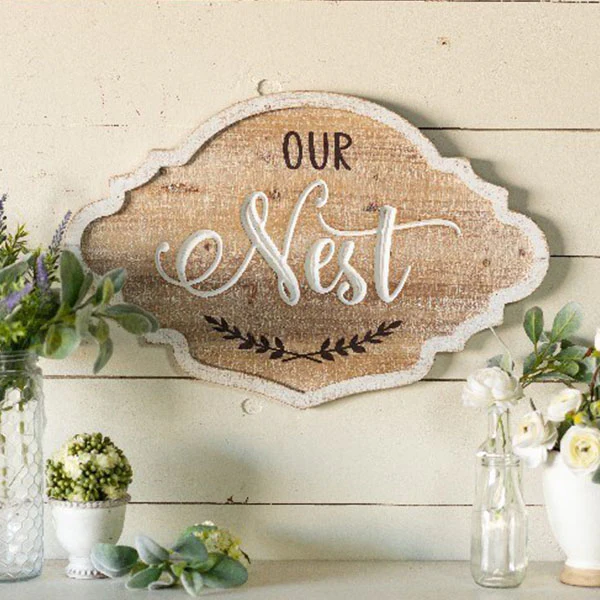 Our Nest Scalloped Wooden Sign