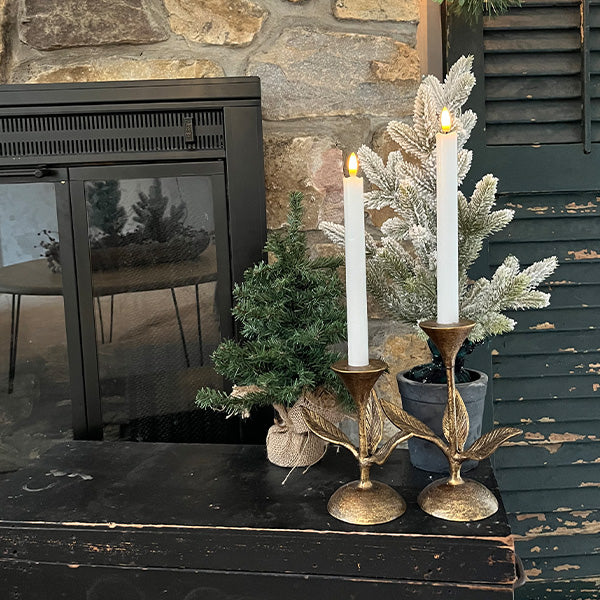 Blooming Florals Antique Gold Candle Holders, Set of 2