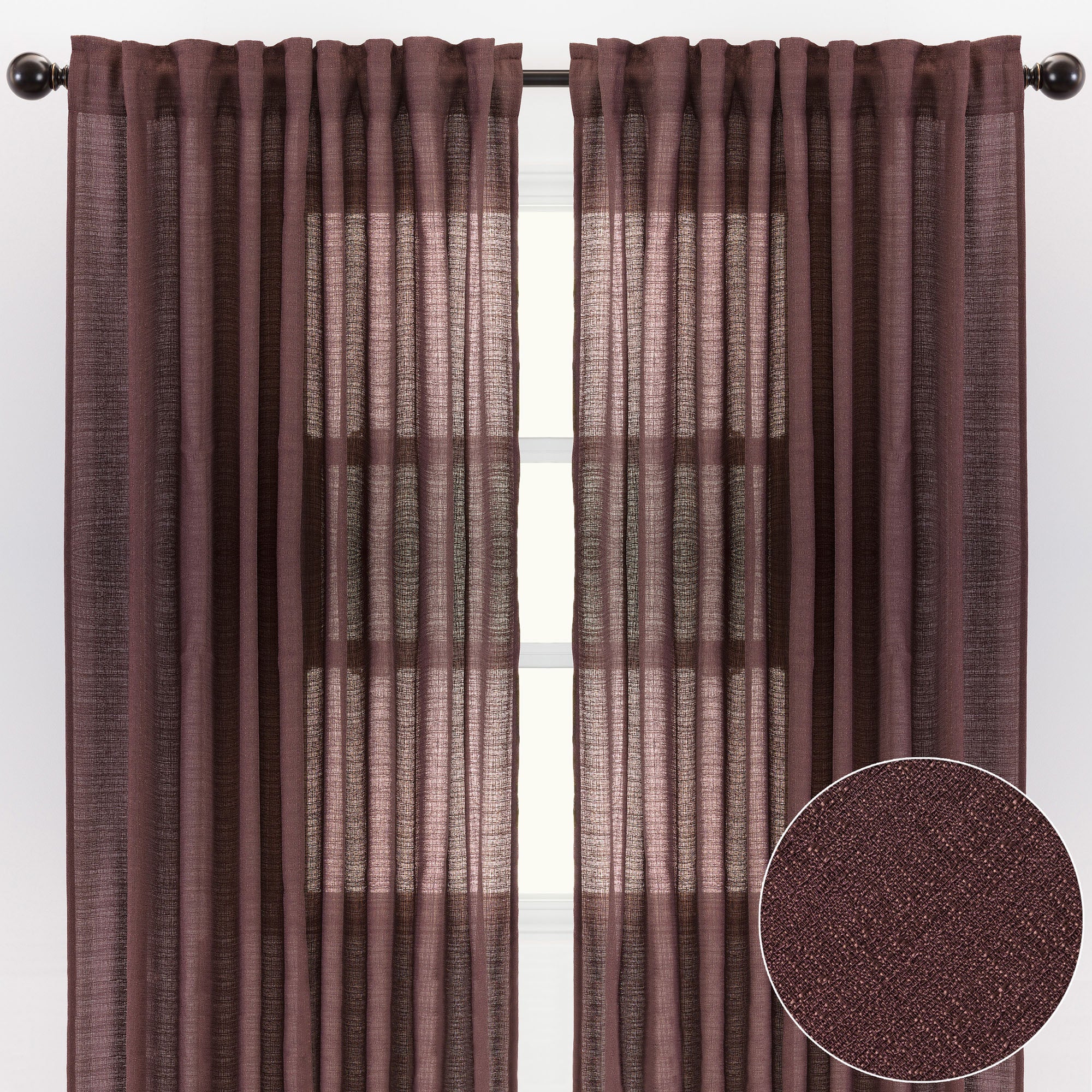 Faux Belgian Flax Solid Curtains